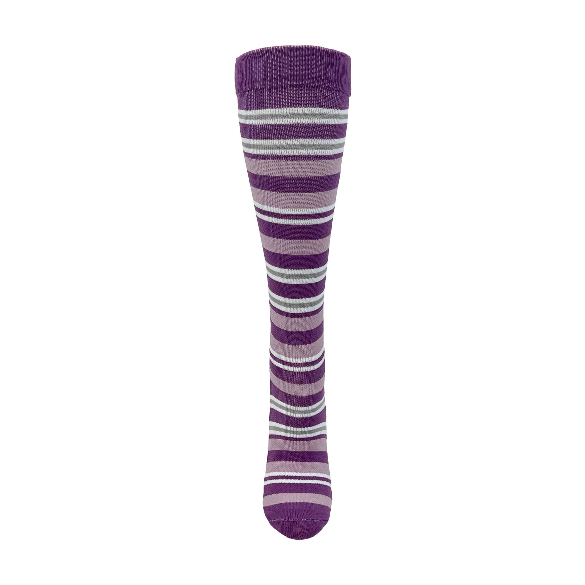 Purple Stripes Fashion Compression Socks | Knee High Medical Support Socks for Nurses