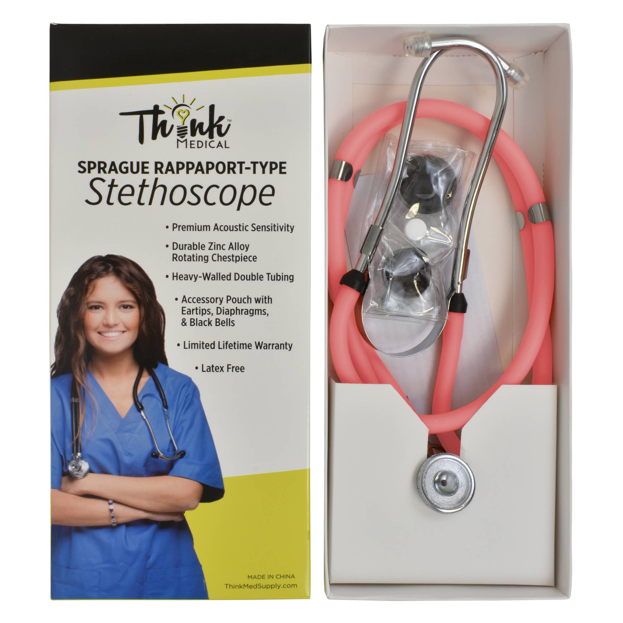 Sprague-Rappaport Type Stethoscope Pink | Professional Dual Head Medical Stethoscope