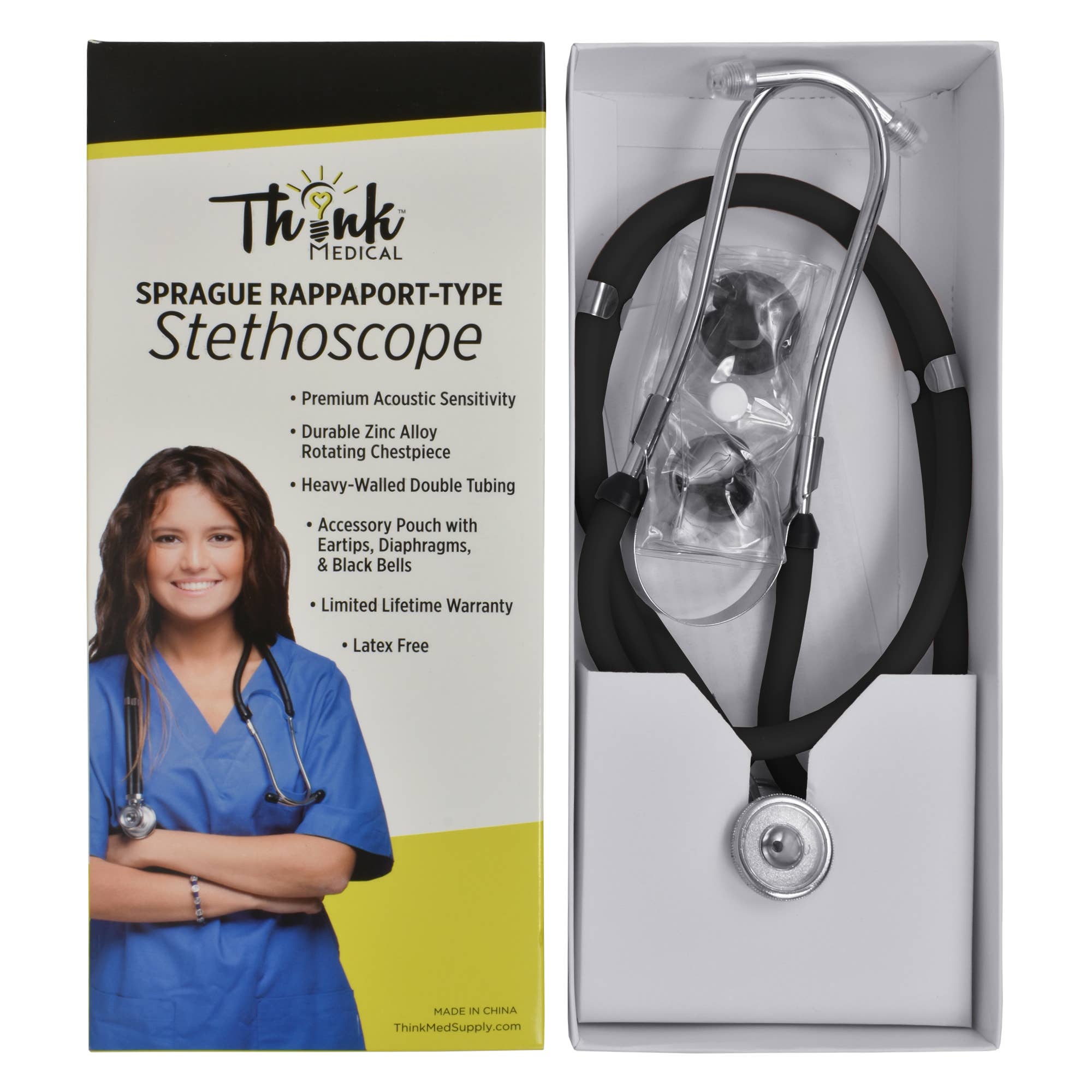 Sprague-Rappaport Type Stethoscope Black | Professional Dual Head Medical Stethoscope