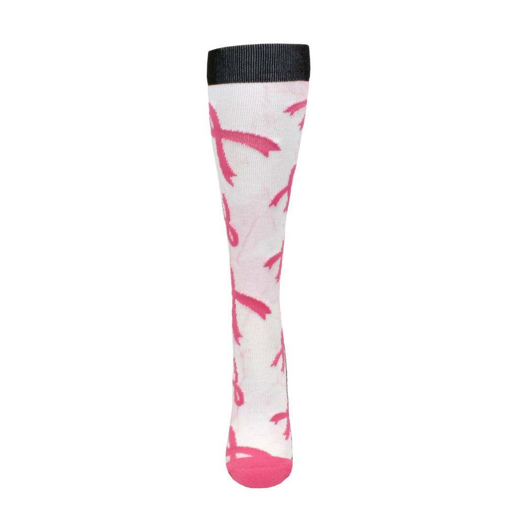 Think Medical Wholesale - Tie-Dye Premium Compression Pink Ribbon Socks