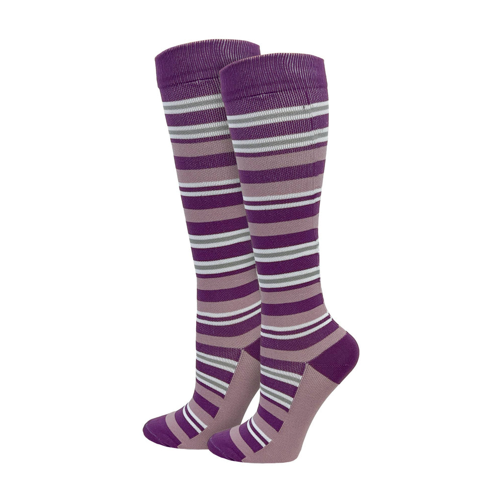Purple Stripes Fashion Compression Socks | Knee High Medical Support Socks for Nurses