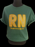 RN Registered Nurse Glitter Appliqué Shirt | Custom Embroidered Nurse T-Shirt | Handmade Nursing Gift