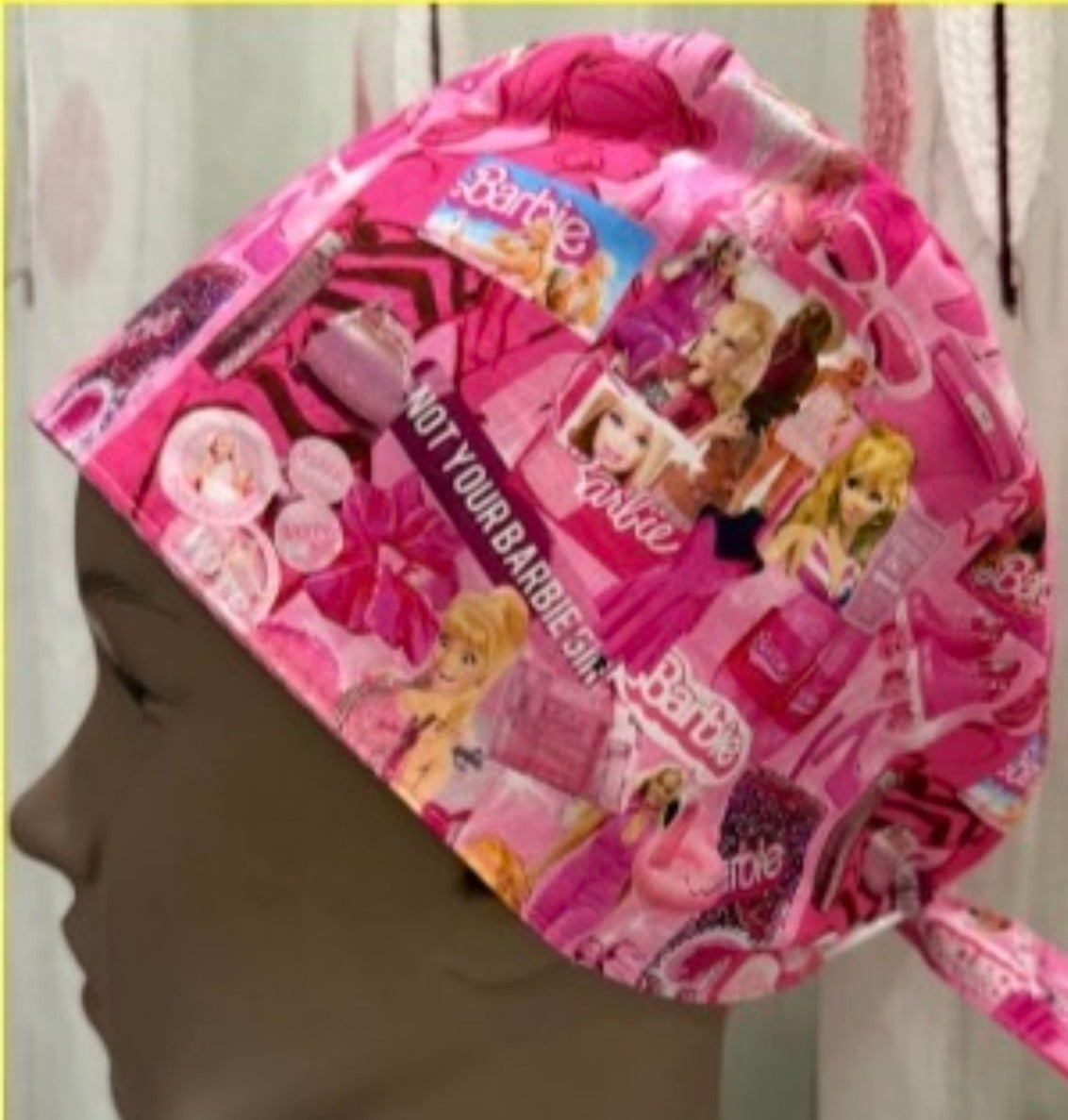 Hello Kitty Christmas holiday scrub cap in teal for healthcare workers