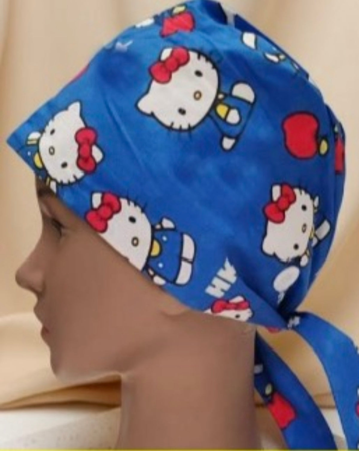 Hello Kitty pink scrub cap for nurses and healthcare professionals