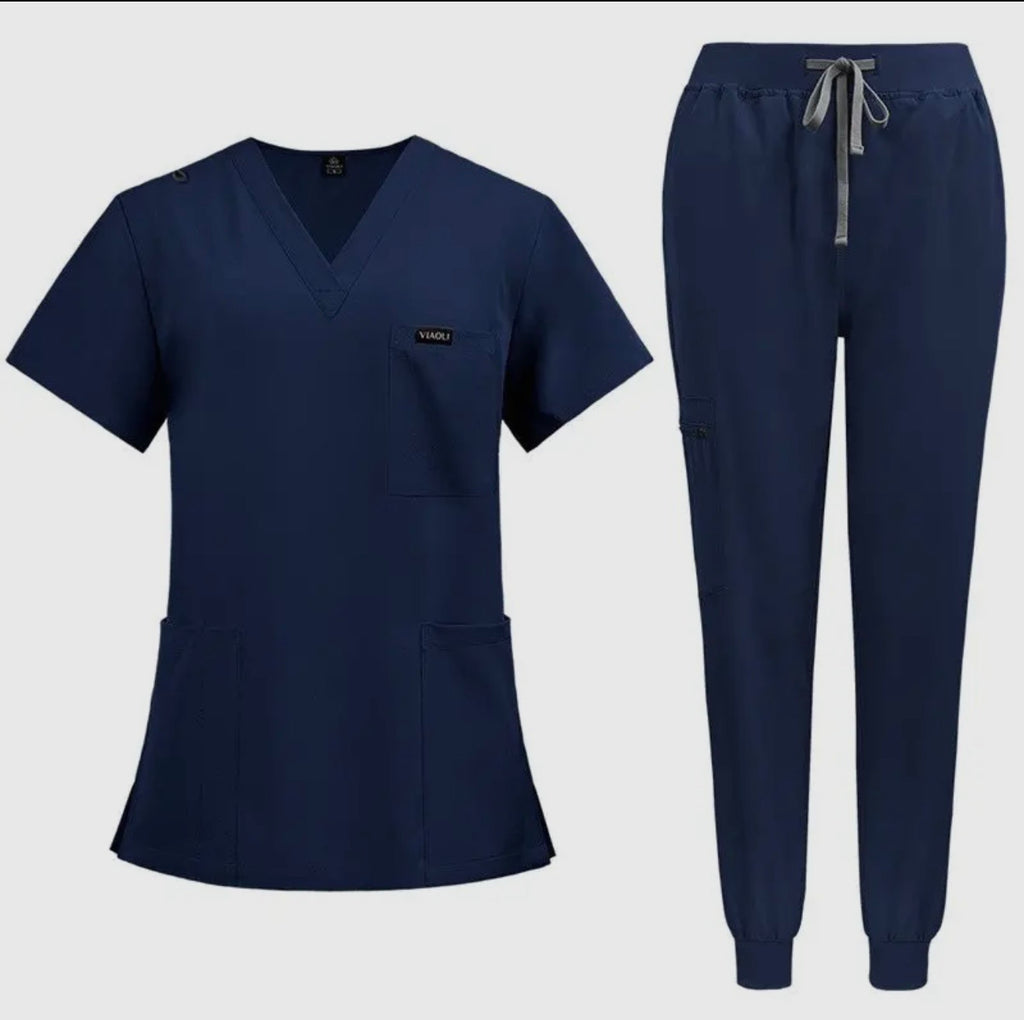Unisex Quick-Dry Scrub Set | Breathable Short Sleeve Medical Scrub Top & Pants
