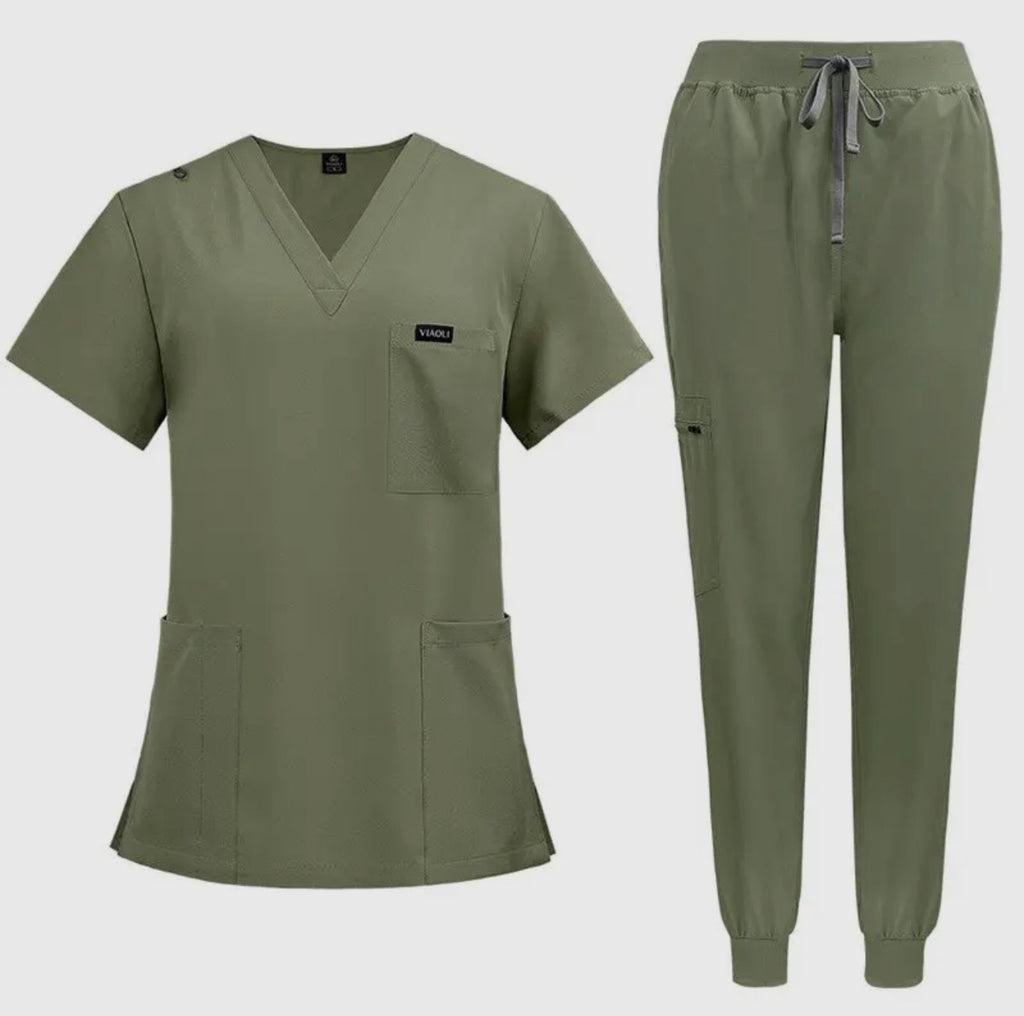 Unisex Quick-Dry Scrub Set | Breathable Short Sleeve Medical Scrub Top & Pants