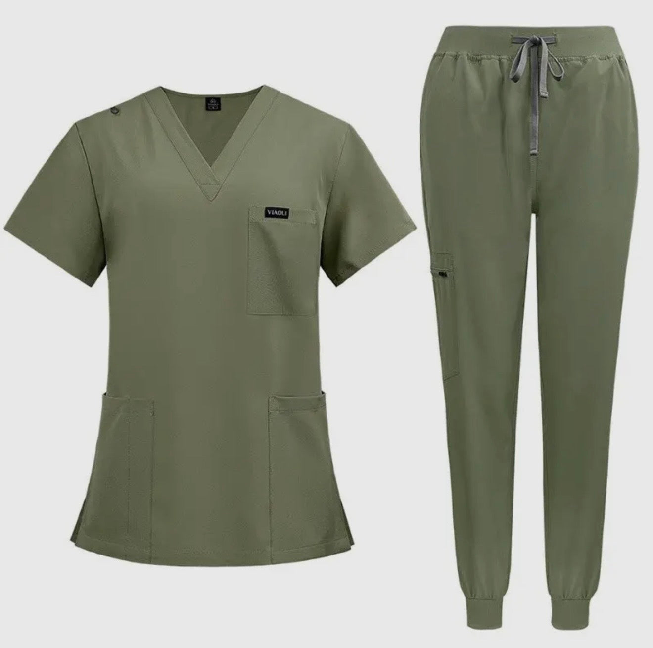 Unisex Quick-Dry Scrub Set | Breathable Short Sleeve Medical Scrub Top & Pants