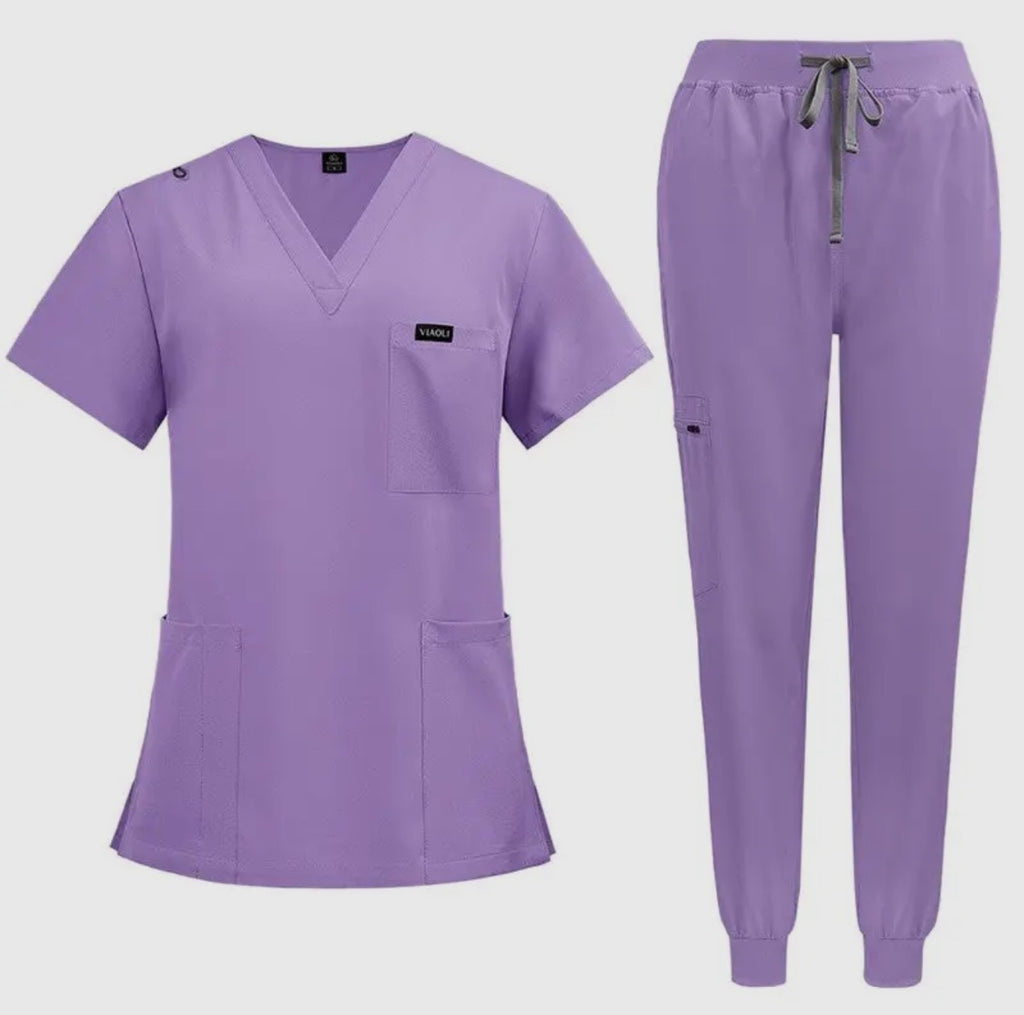 Unisex Quick-Dry Scrub Set | Breathable Short Sleeve Medical Scrub Top & Pants