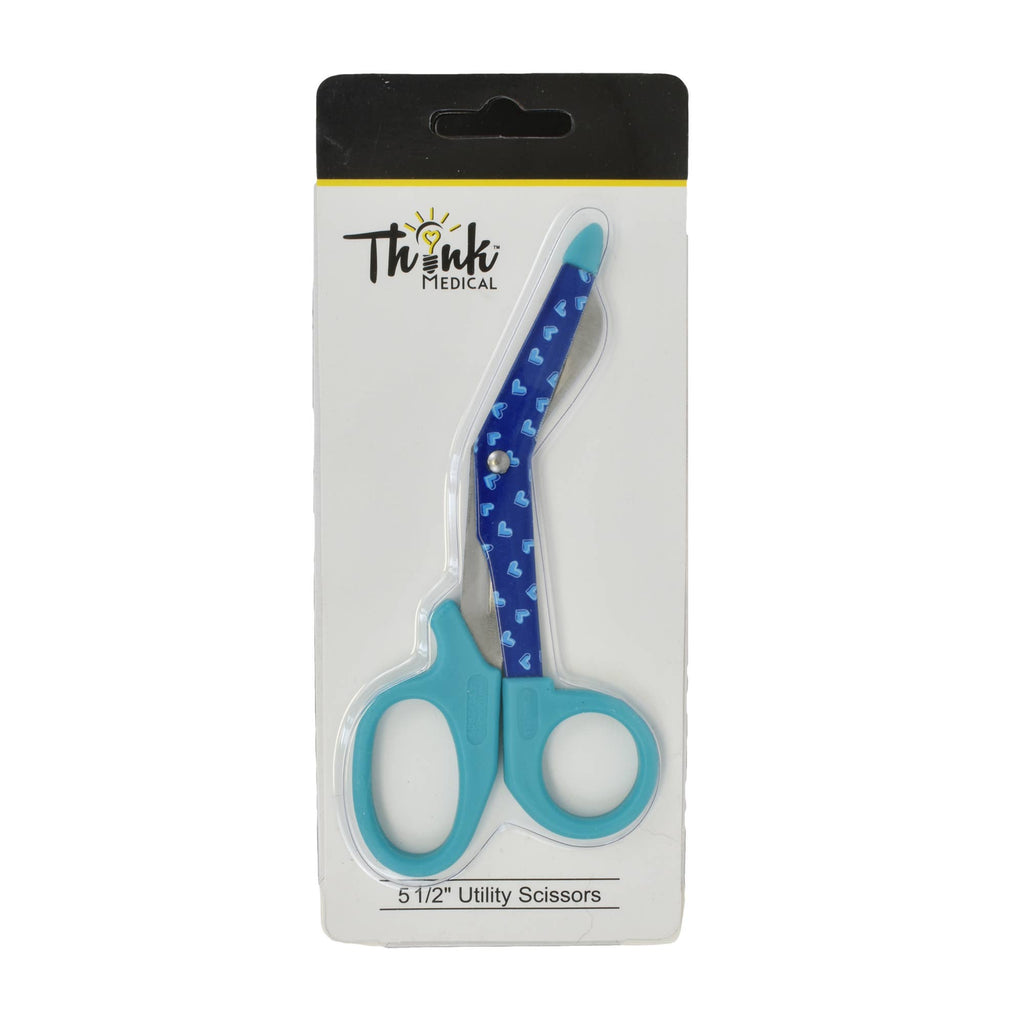 Think Medical Wholesale - 5.5" Fashion Utility Scissors - Blue Hearts