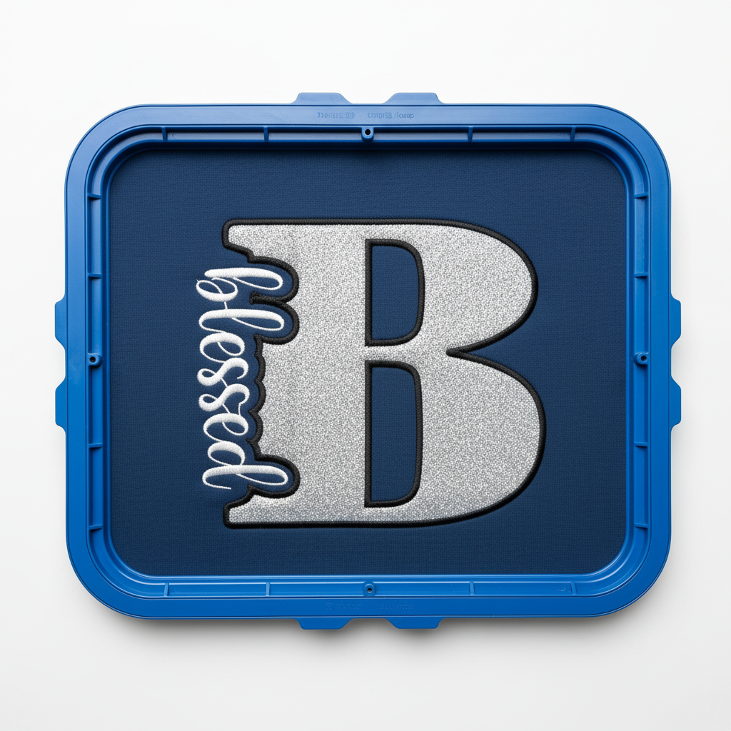 Blessed Embroidery Shirt – Dark Baby Blue, Silver & White