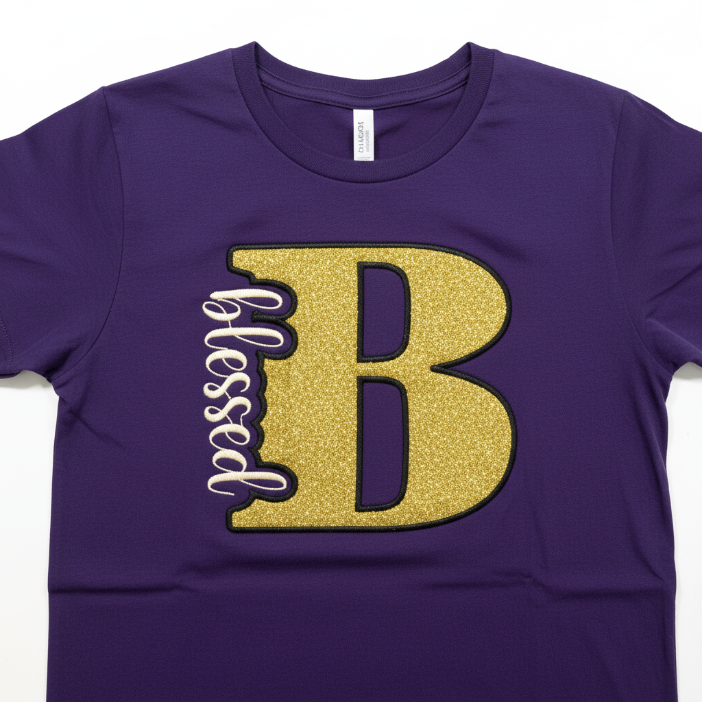Blessed Embroidery Shirt – Purple