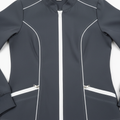 Gray scrub jacket zipper details