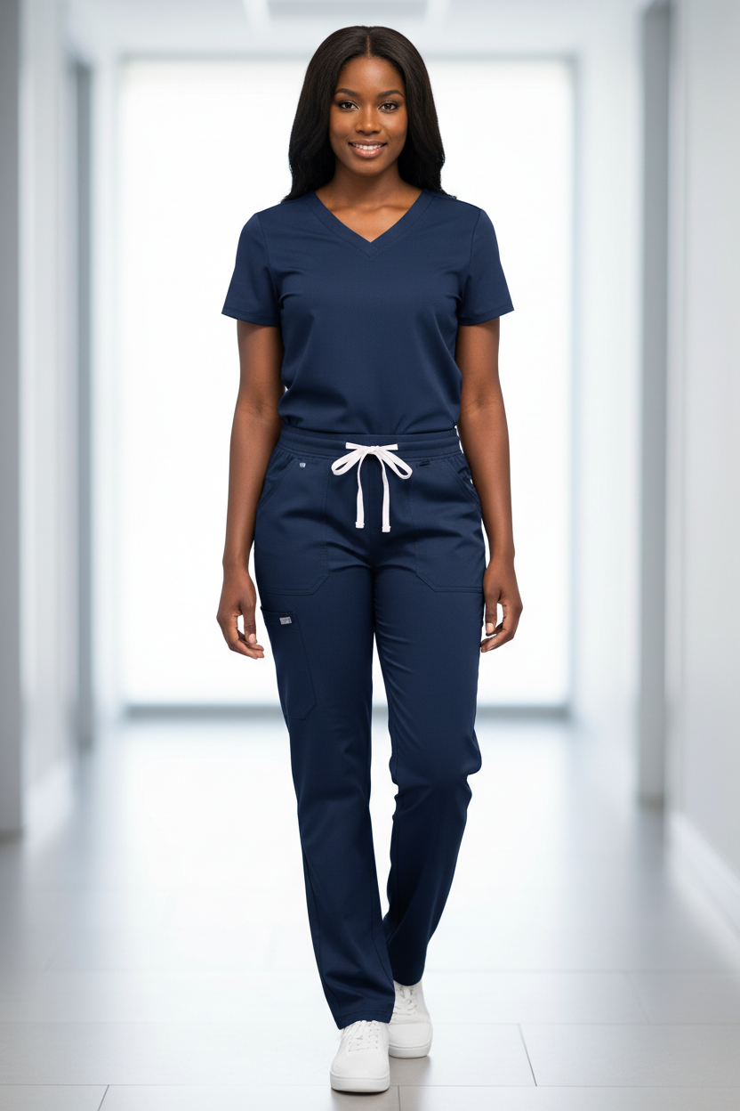 Women's Straight Leg Scrub Pants - Navy Blue - Classic Fit