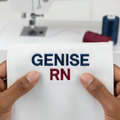 Signature Block embroidery font showing name and title - professional for medical scrubs