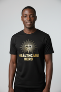 Healthcare Hero T-Shirt - Black with Gold Accents - Soft Cotton Crew Neck