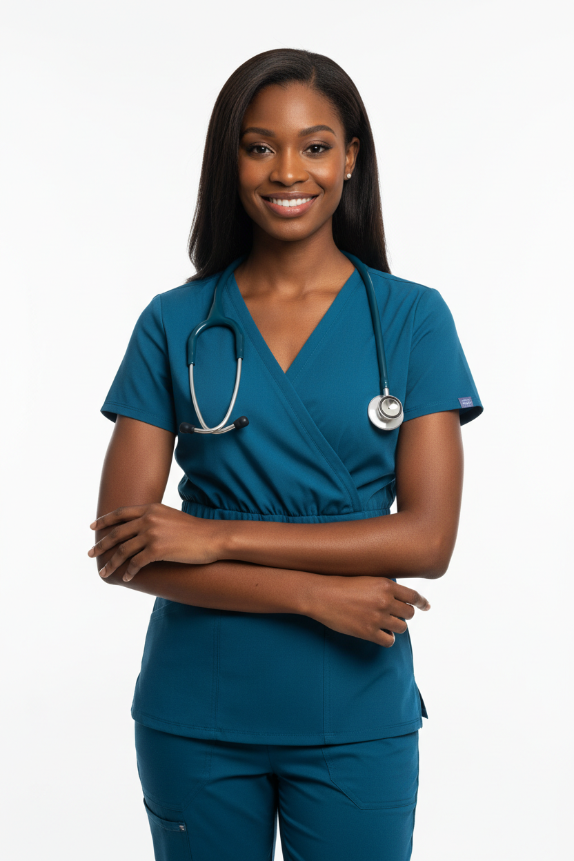 Mock Wrap Scrub Top