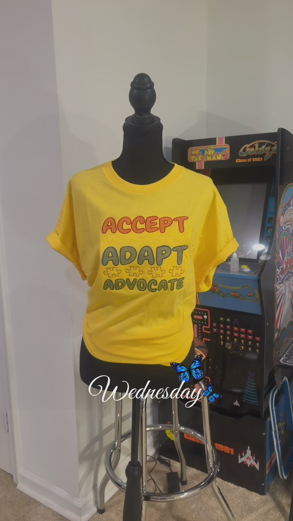 Accept, Adapt, Advocate Autism Awareness Appliqué T-Shirt