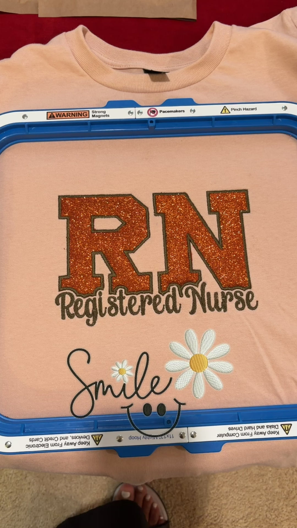 RN Registered Nurse Glitter Appliqué Shirt | Custom Embroidered Nurse T-Shirt | Handmade Nursing Gift