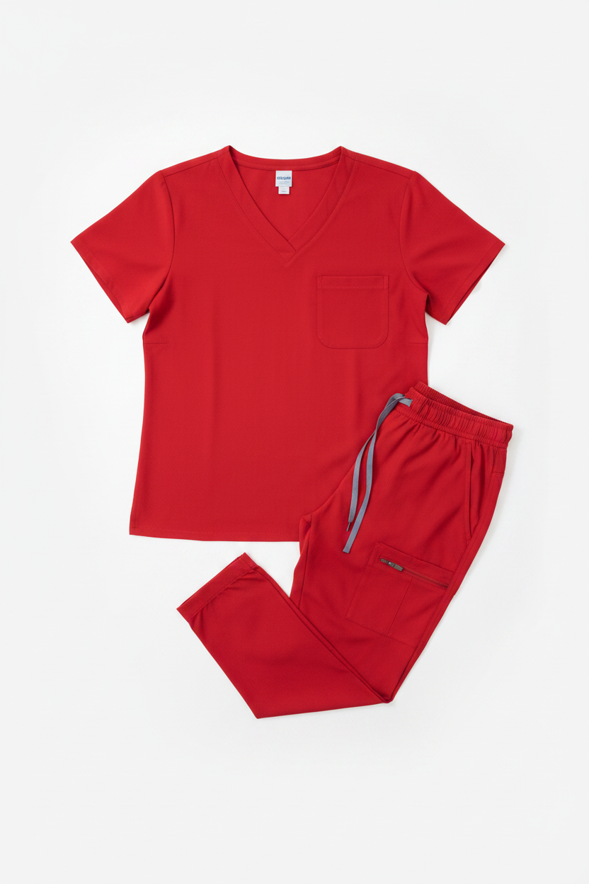 Red Scrub Set Enhanced