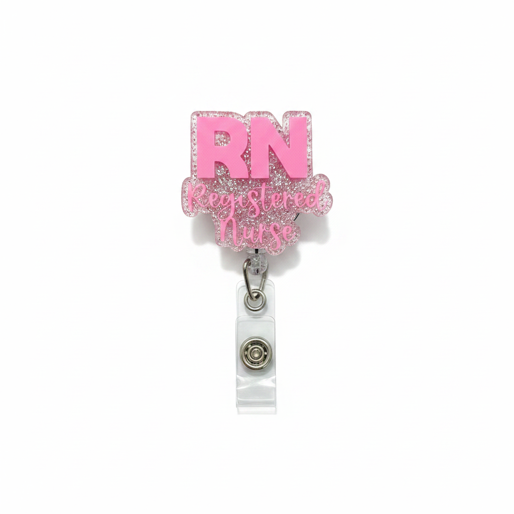 RN Pink Glitter Badge Reel