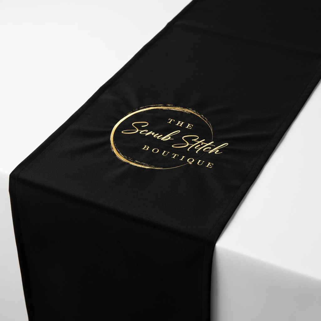 Table Runner with Scrub Stitch Boutique Logo