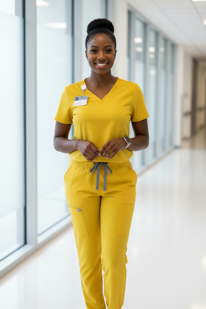 Yellow Scrub Set Lifestyle